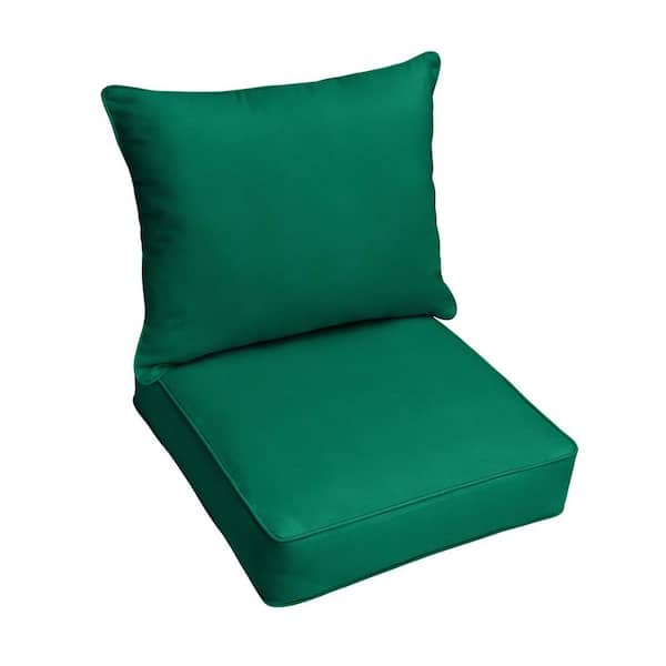 SORRA HOME 27 in. x 23 in. x 27 in. Deep Seating Outdoor Pillow and Cushion Set in Sunbrella Forest Green HD857521TESCP The Home Depot