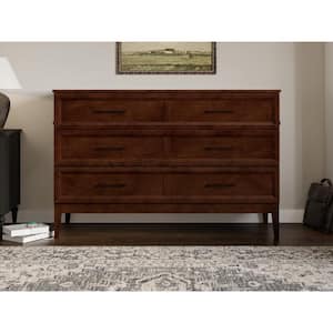 Santa Fe Walnut Brown Solid Wood Frame Queen Murphy Bed Chest with Mattress and Built-in Charger