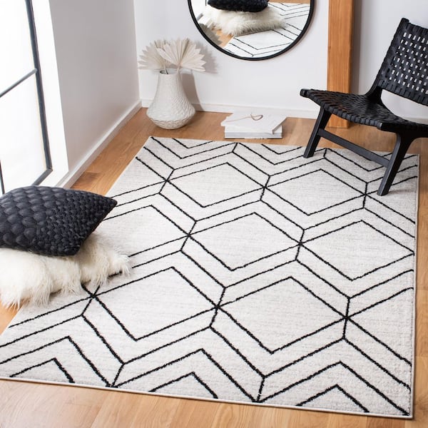 Adirondack 5 ft. x 8 ft. Ivory/Black Geometric Area Rug