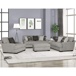 Niel 96 in. Straight Arm Fabric Straight T-Seat Cushion Sofa In Gray