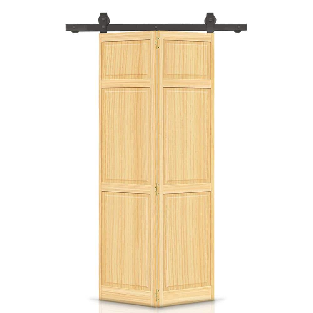 CALHOME 36 in. x 80 in. Traditional 6Panel Natural Wood Solid Core Bi
