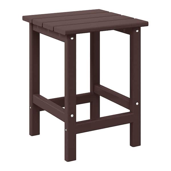 WESTIN OUTDOOR Mason 18 in. Dark Brown Poly Plastic Fade Resistant Outdoor Patio Square Adirondack Side Table
