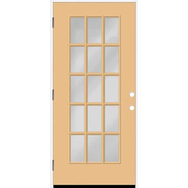 Reliant 32 in. x 80 in. FullLite 15L SDL Clear Glass RHOS Jackfruit Finish Fiberglass Prehung Front Door w/4-9/16 Jamb