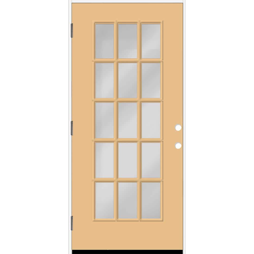 Reliant 32 in. x 80 in. FullLite 15L SDL Clear Glass RHOS Jackfruit Finish Fiberglass Prehung Front Door w/6-9/16 Jamb price history on PriceWatchPro