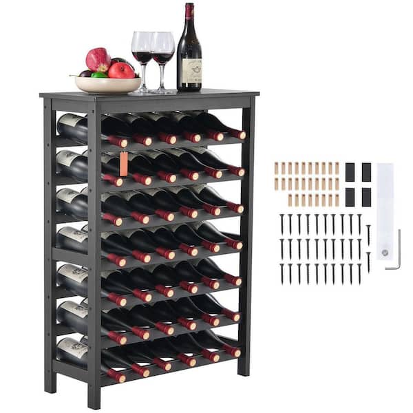 Tahanbath 42 Bottle Wine Dish Rack, 7-Tier Solid Bamboo Wood Storage ...
