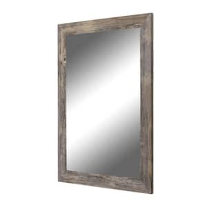Farmhouse 17.5 in. x 35.5 in. Rustic Rectangle Framed Gray Decorative Mirror