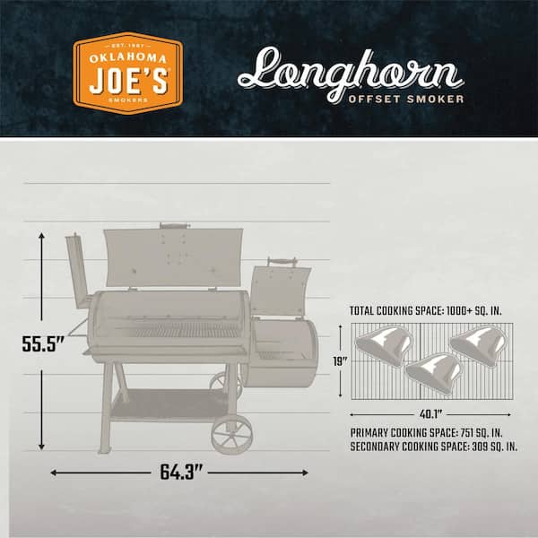 Oklahoma Joe's Longhorn Offset Charcoal Smoker - 13201747-50