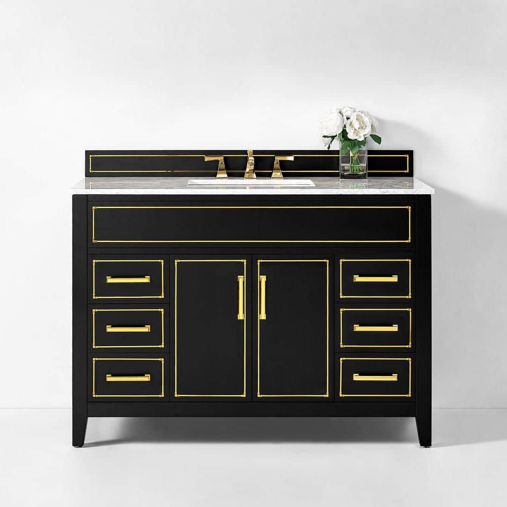 Aspen 48'' Black Onyx Bathroom Vanity with Marble Top