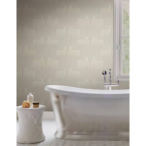 Beige Vanishing Taupe and Pearl Peel and Stick Wallpaper