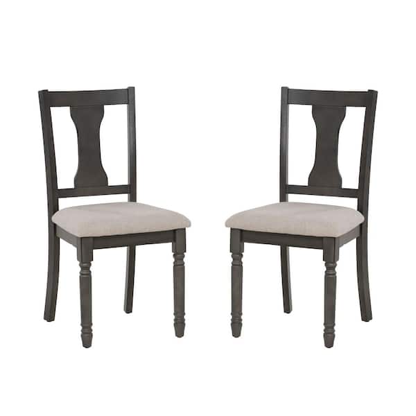 Linon Home Decor Angie Dark Gray Polyester Dining Side Chair Set of 2