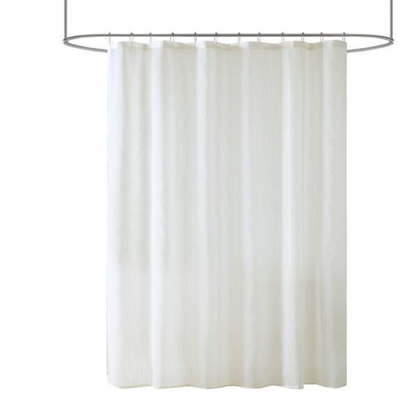 72 in. W x 84 in. L Polyester Sheer Shower Curtain, 1-Piece Machine Washable Shower Liner with Buttonholes in White