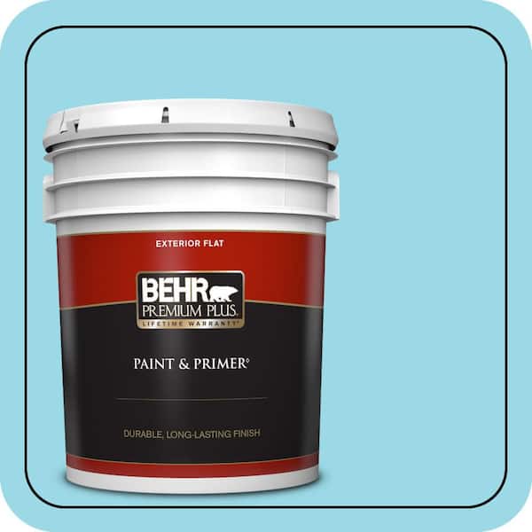 BEHR PREMIUM PLUS 5 gal. #P480-3 Cool Water Lake Flat Exterior Paint & Primer