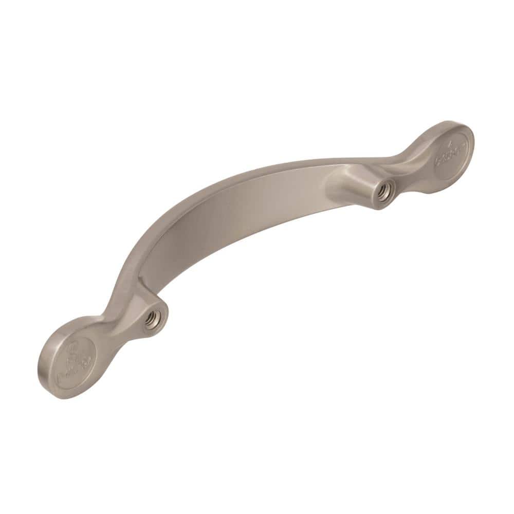 Satin Nickel 3" Arch Cabinet Pull with Leaf Motif