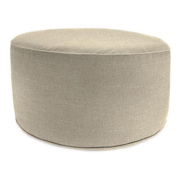 Jordan Manufacturing 24 in. D x 13.5 in. H Round Outdoor Pouf Ottoman in Tory Bisque