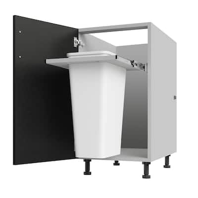 Miami Weatherboard 18 in. X 27 in. X 34.5 in Outdoor Base Cabinet Trash Can Full Height in Pitch Black Matte