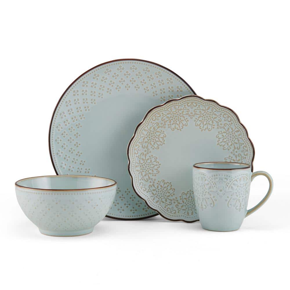 Joanne Blue and White Ceramic 16-Piece Dinnerware Set