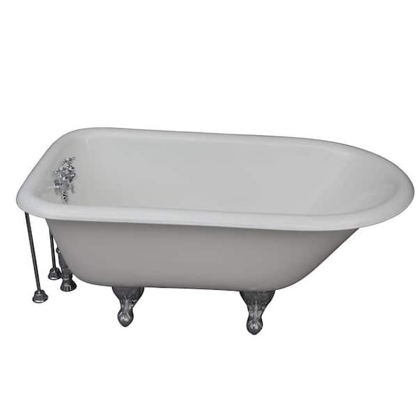 Barclay Products 4.5 ft. Cast Iron Ball and Claw Feet Roll Top Tub in White with Polished Chrome Accessories