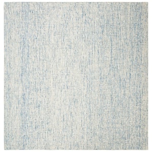 Abstract Ivory/Blue 8 ft. x 8 ft. Geometric Speckled Square Area Rug