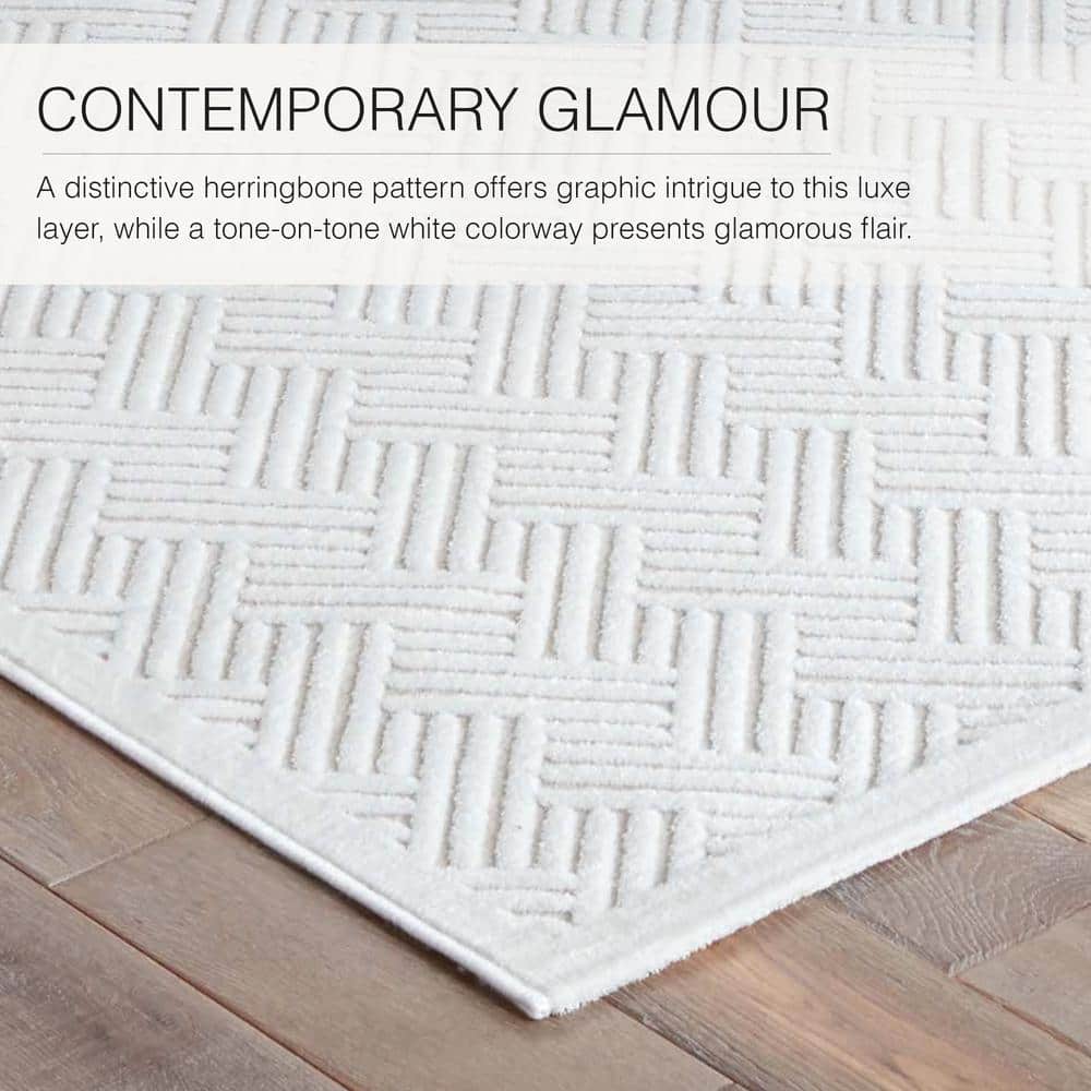 Ivory Elegance Tufted Rectangular Area Rug in Viscose and Chenille Blend
