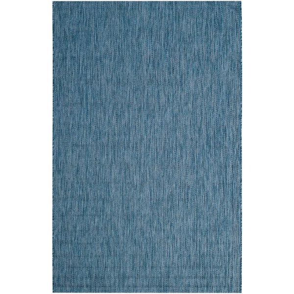 SAFAVIEH Courtyard Navy 7 ft. x 10 ft. Solid Indoor/Outdoor Patio  Area Rug