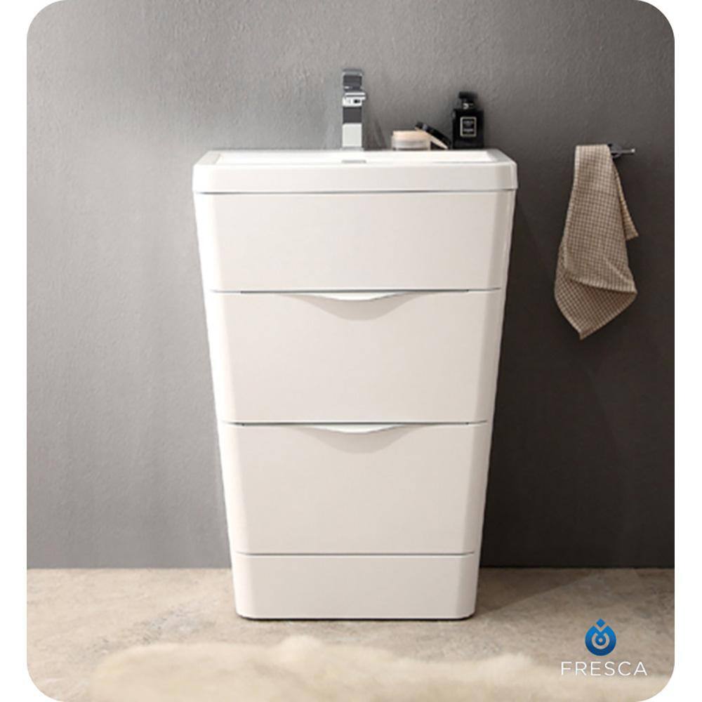 Milano 26" Glossy White Engineered Wood Vanity with Acrylic Sink