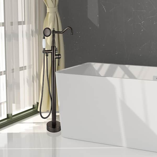Single-Handle Classical Freestanding Tub Faucet with Hand Shower in. Oil Rubbed Bronze