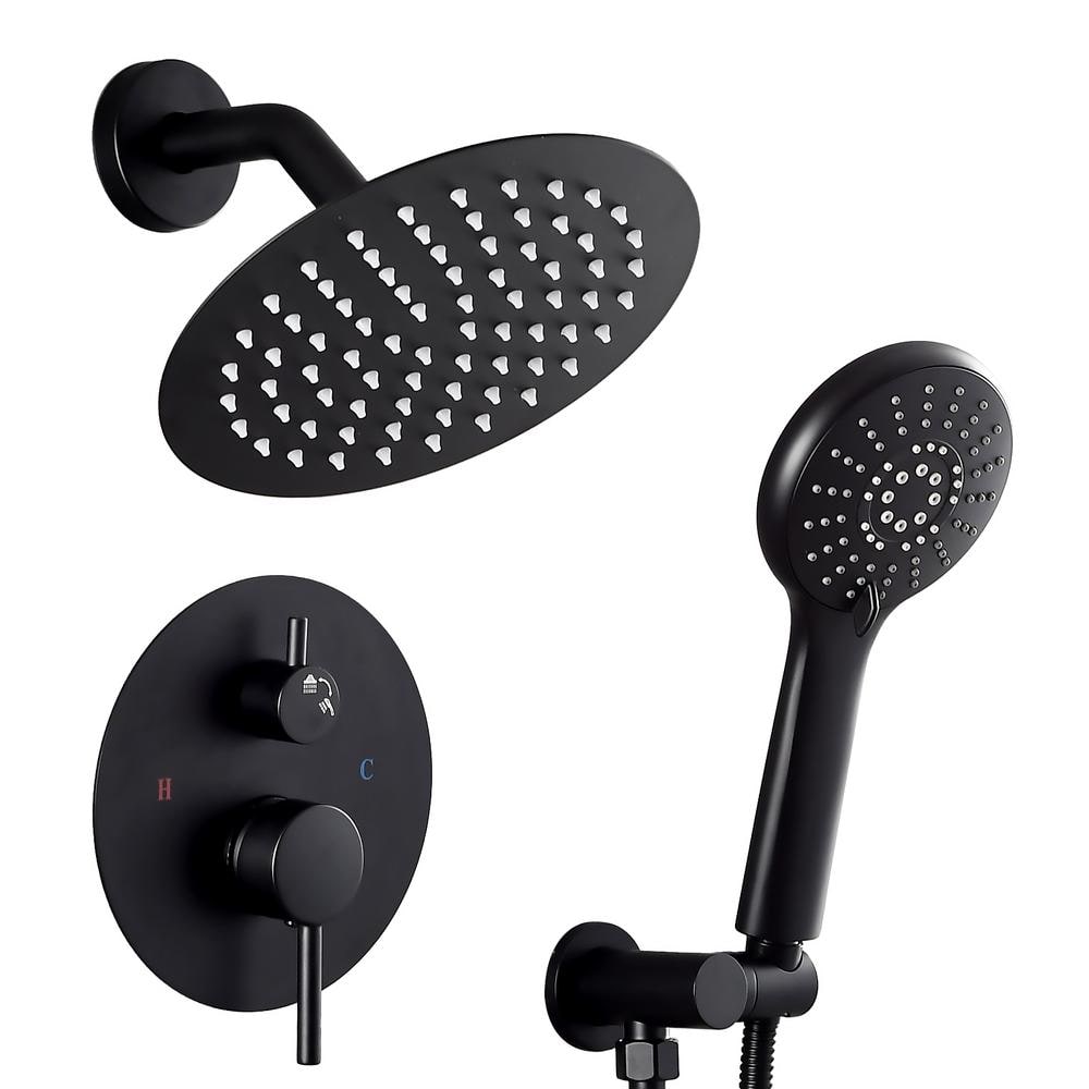 Single Handle 2-Spray Shower Faucet Bathroom Shower Combo Set 2.5 GPM with Adjustable Heads in Matte Black price history on PriceWatchPro