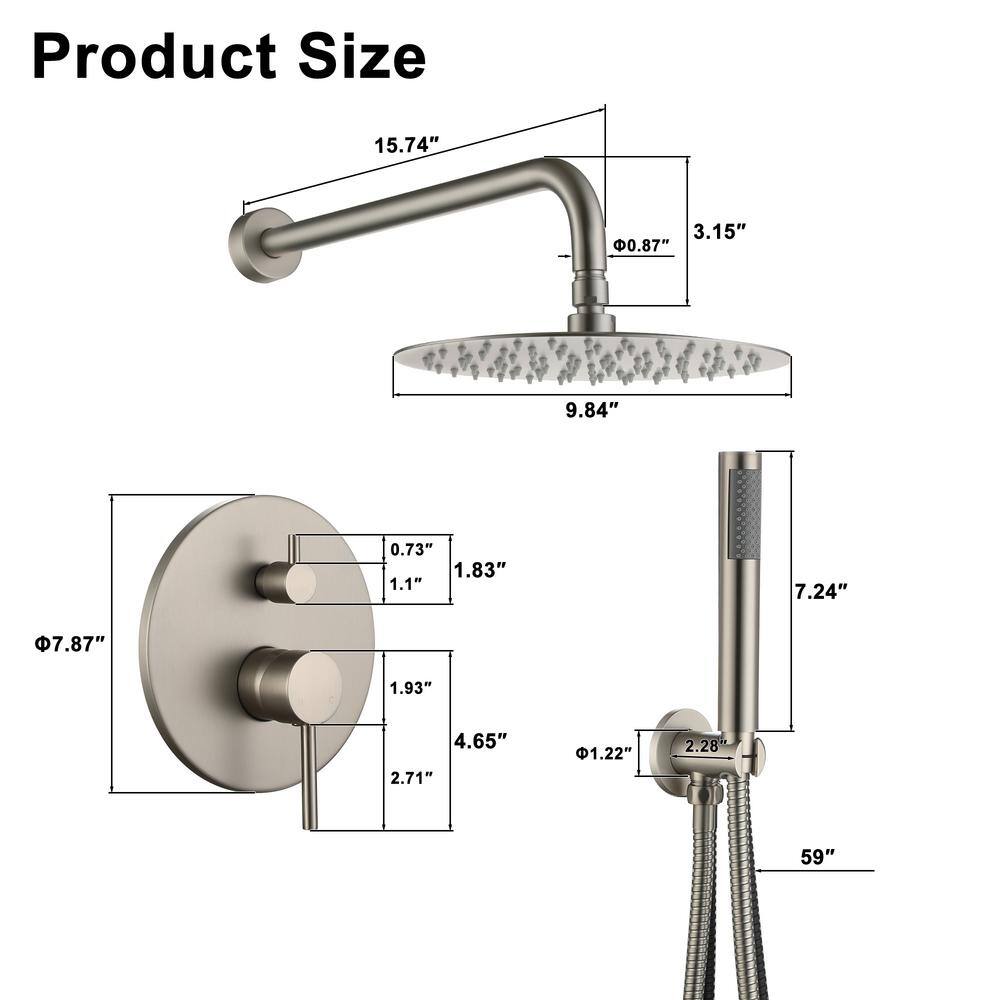 Brushed Nickel Dual Shower System with Handheld and Rainfall Head
