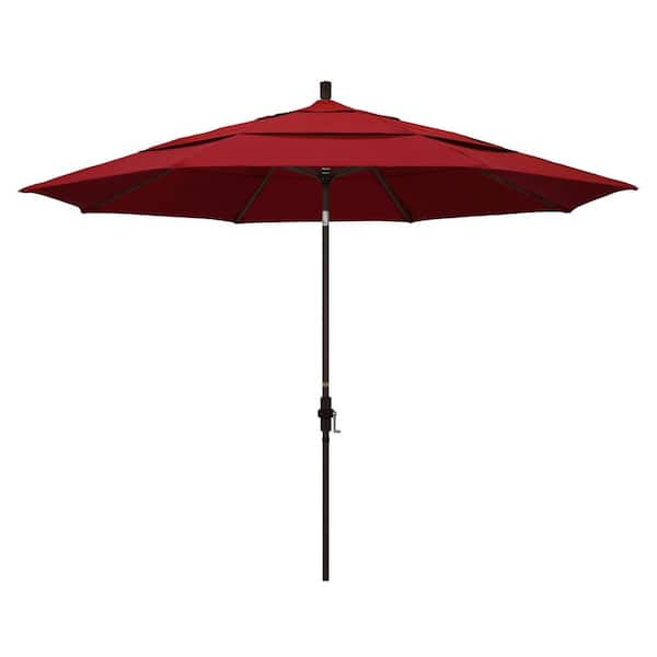 California Umbrella 11 ft. Aluminum Collar Tilt Double Vented Patio Umbrella in Red Pacifica