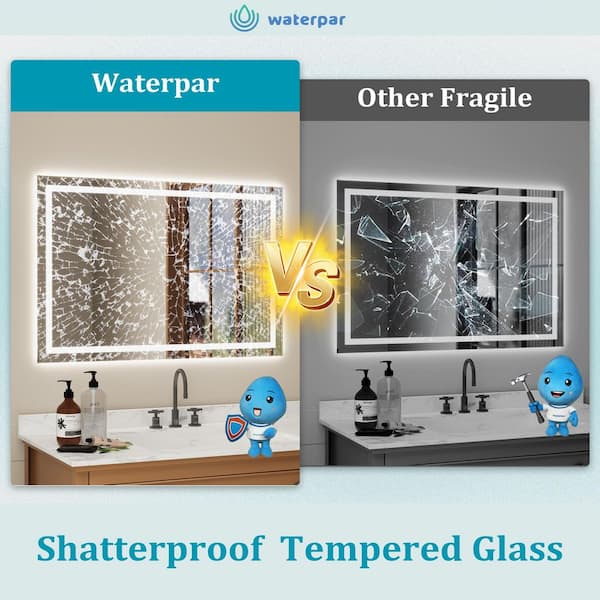 waterpar 72 in. W x 40 in. H Rectangular Frameless Wall Bathroom