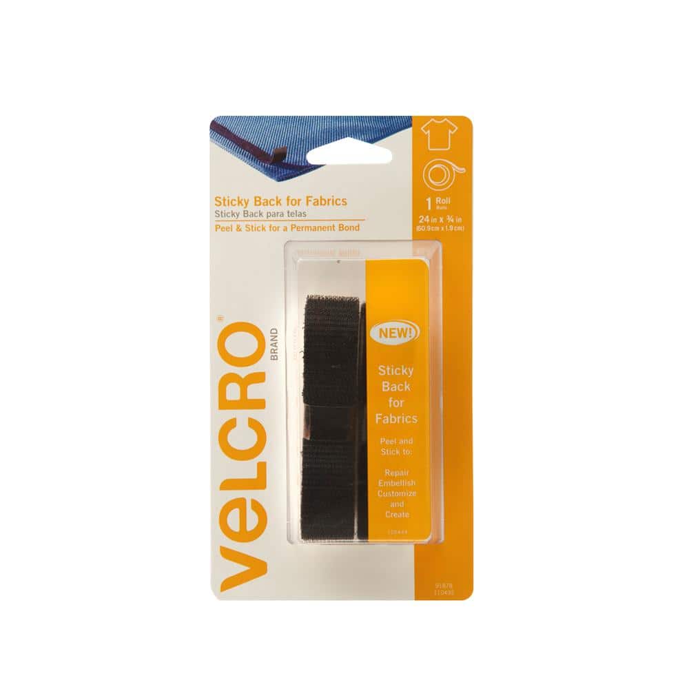 VELCRO 24 in. x 3/4 in. Sticky Back for Fabrics Tape Black VEL