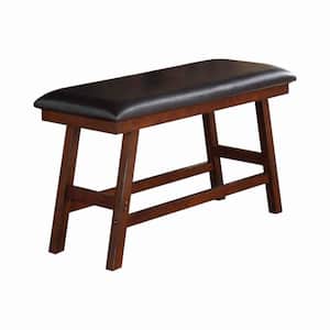 48 in. Brown Backless Bedroom Bench With Faux Leather Upholstery