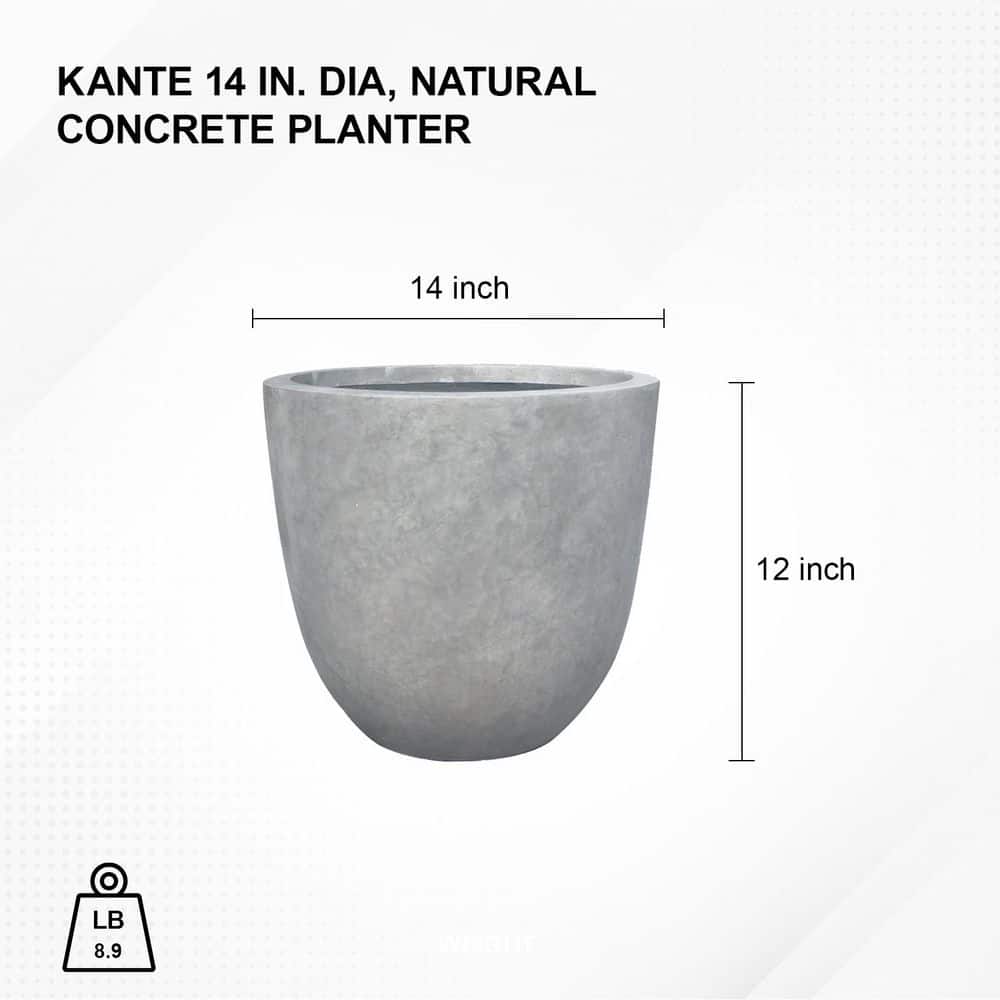 16.93" Natural Concrete Round Lightweight Outdoor Planter