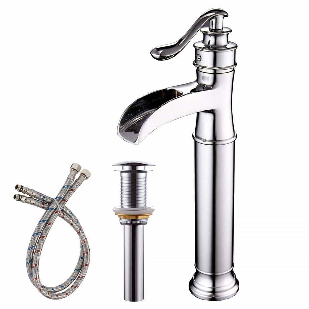 FLG Single Handle Waterfall Bathroom Vessel Sink Faucet Single Hole