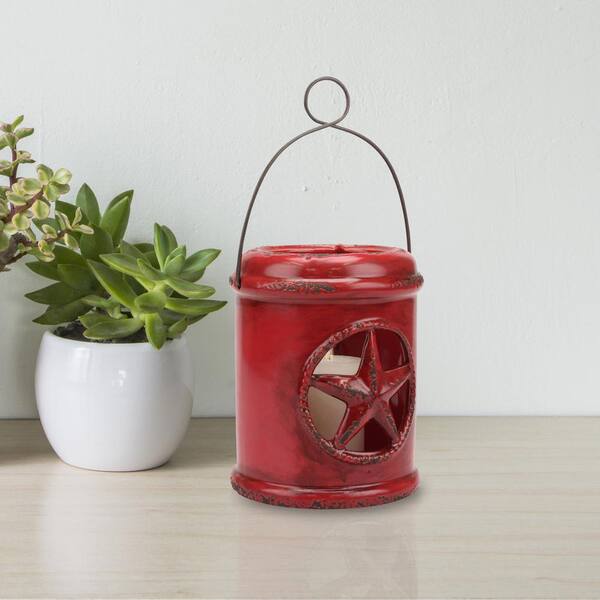 Stonebriar Collection Red Candle Western Star Lantern