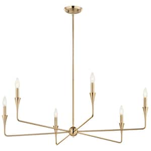 Alvaro 40.25 in. 6-Light Champagne Bronze Modern Candle Chandelier for Dining Room