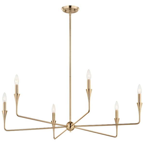 KICHLER Alvaro 40.25 in. 6-Light Champagne Bronze Modern Candle Chandelier for Dining Room