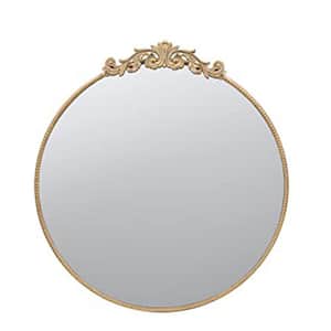 Baroque 36 in. W x 39 in. H Round Metal Framed Wall Bathroom Vanity Mirror in Gold