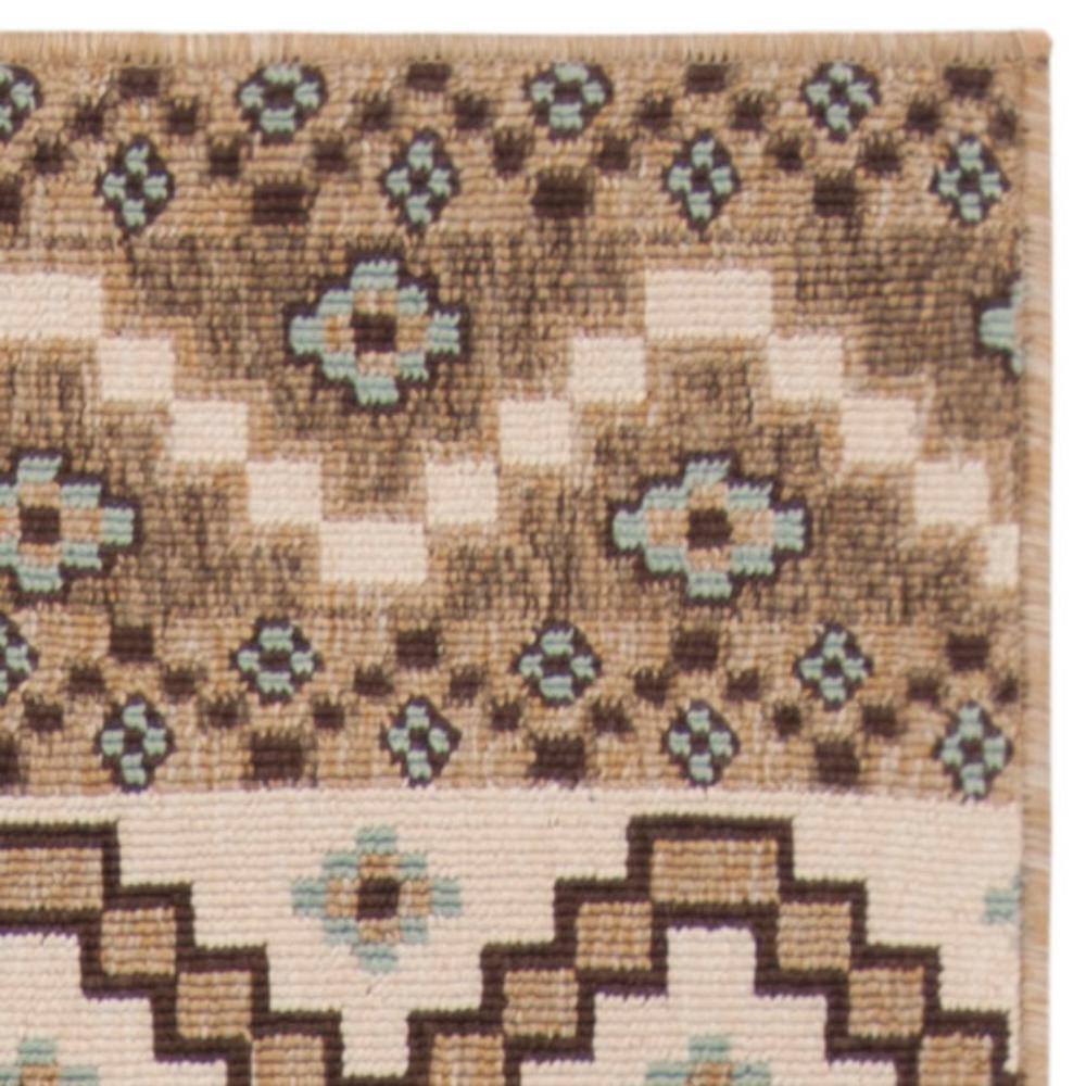 Easy Care Cream & Brown Floral Synthetic Indoor/Outdoor Rug