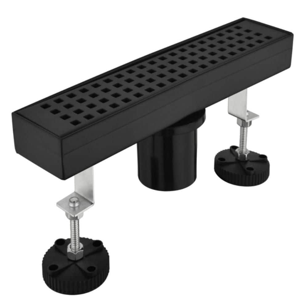1-Piece 12 in. Linear Shower Drain with Removable Square Grate, Hair Strainer and Leveling Feet in Matte Black Finish price history on PriceWatchPro