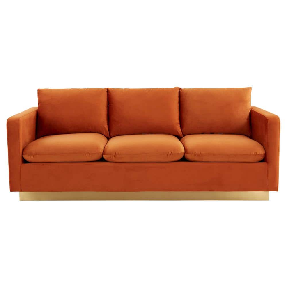 Nervo Orange Marmalade Velvet Sofa with Gold Frame