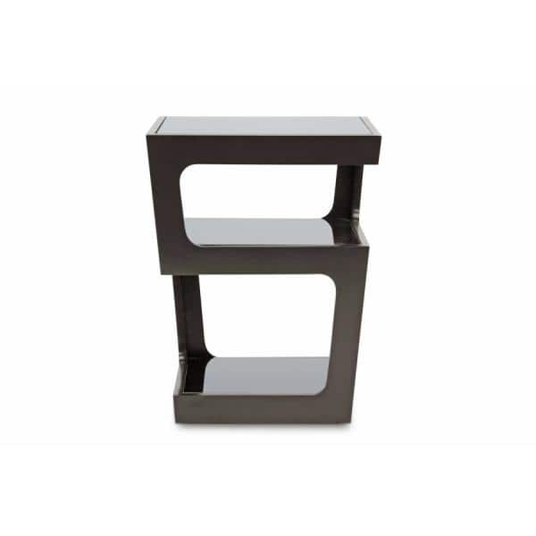 Black Modern End Table with 3-Tiered Glass Shelves