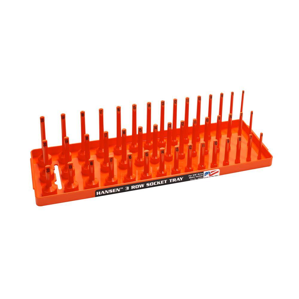 Hansen Global 3/8" Drive Socket Tray Holder Set Metric SAE Standard Deep Orange Hansen Global 3/8" Drive Socket Tray Holder Set Metric SAE Standard Deep Orange