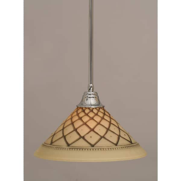Unbranded Sparta 100-Watt 1-Light Chrome Bowl Mini Pendant Light with Glass Shade