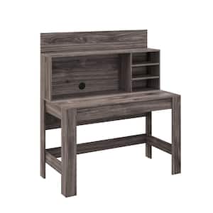 48" Rustic Oak Computer Desk with Bookshelf Home Office Writing Desk with Anti-Tipping Kits & Cable Management Hole
