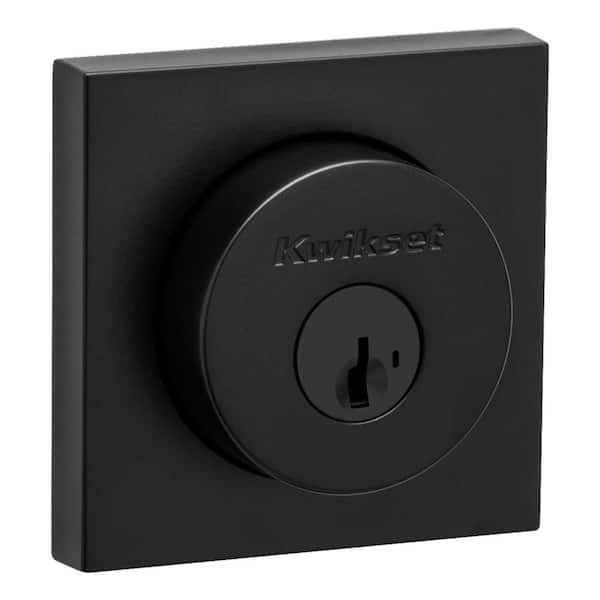 Kwikset 158 Series Matte Black Single Cylinder Square Deadbolt