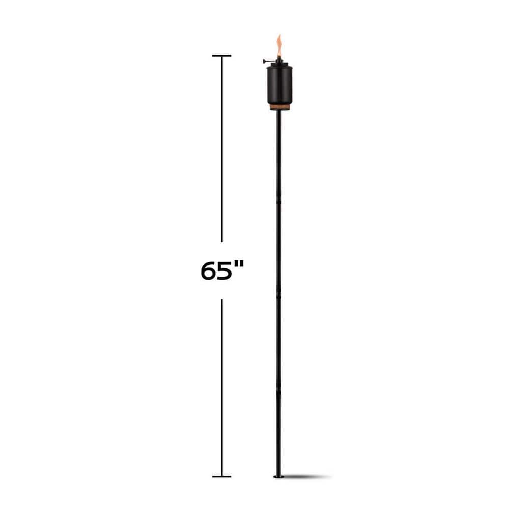 Adjustable Black Resin Tiki Torch with Rope Accent, 65 in