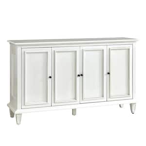 Morgan Traditional 58" Wide Sideboard with Wine Bottle Storage and Adjustable Shelves-White