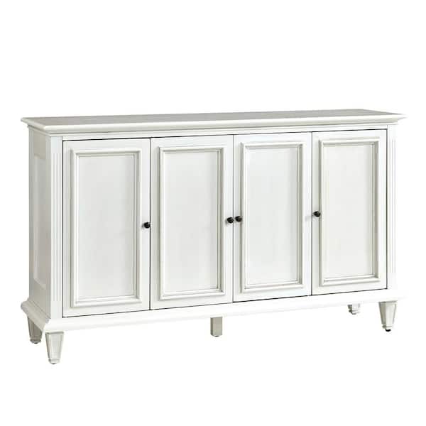 JAYDEN CREATION Morgan White Traditional 58 in. W MDF Sideboard with Wine Bottle Storage and Adjustable Shelves