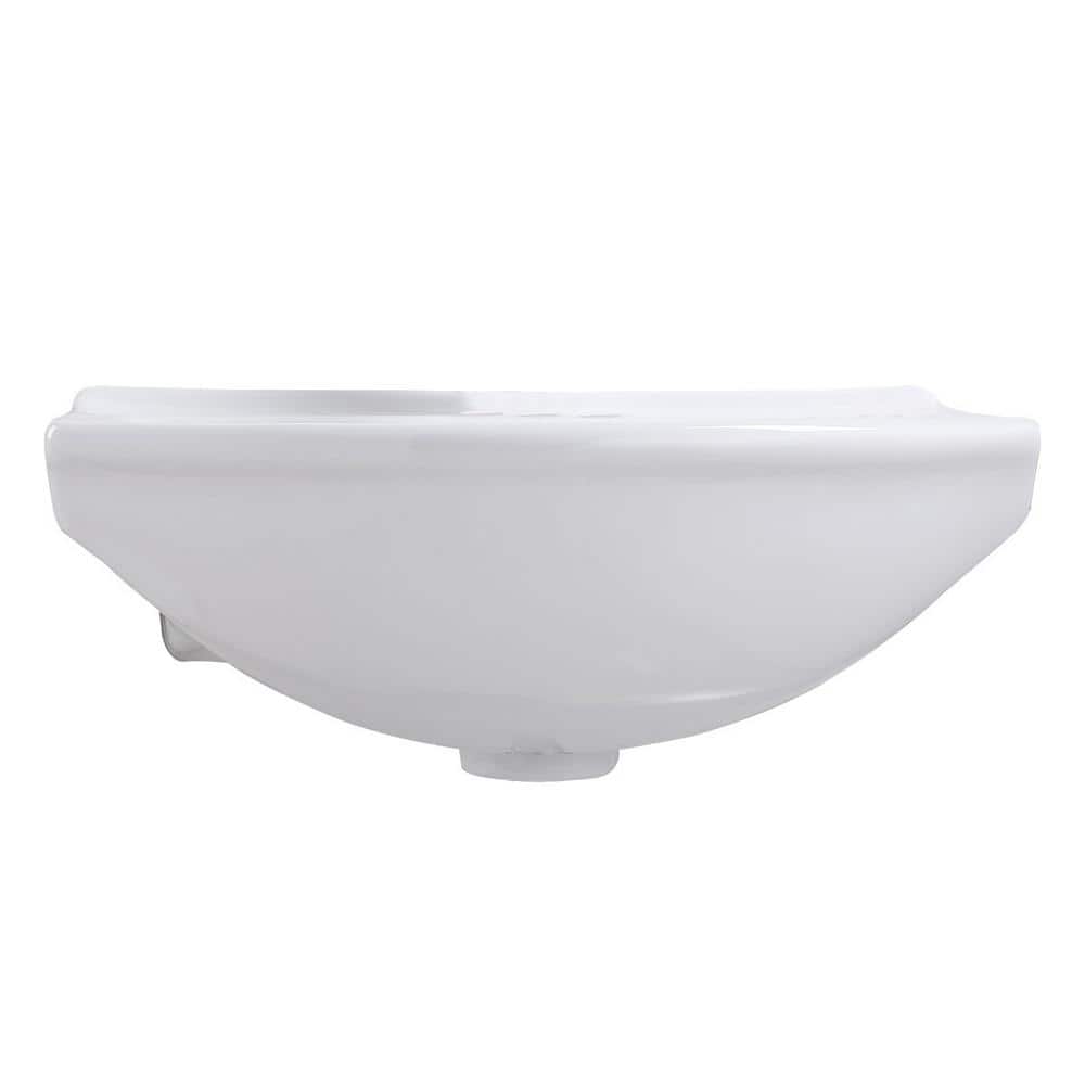 Tahoe White Ceramic Wall-Mount Bathroom Sink with Overflow